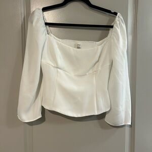 Wilfred White Square-Neck/ Off the shoulder Puff Sleeve Blouse